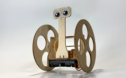 Balance Robot Buddy STEM Kit – Wooden DIY Robot Model with Wheels, Gears, and Googly Eyes for Hands-On STEM Learning